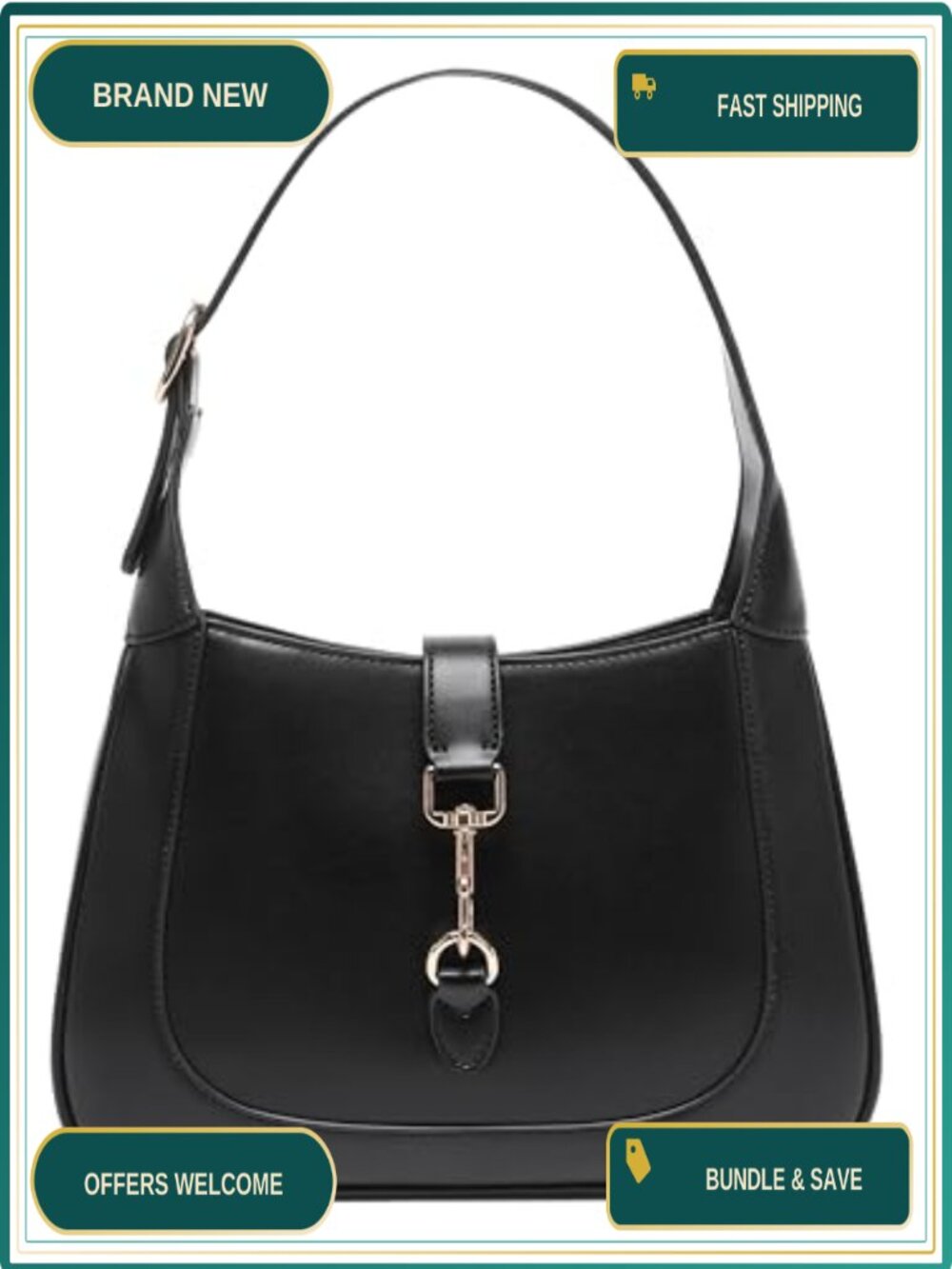 Vegan Leather Shoulder Bag Small Top Handle Handbag Adjustable Strap